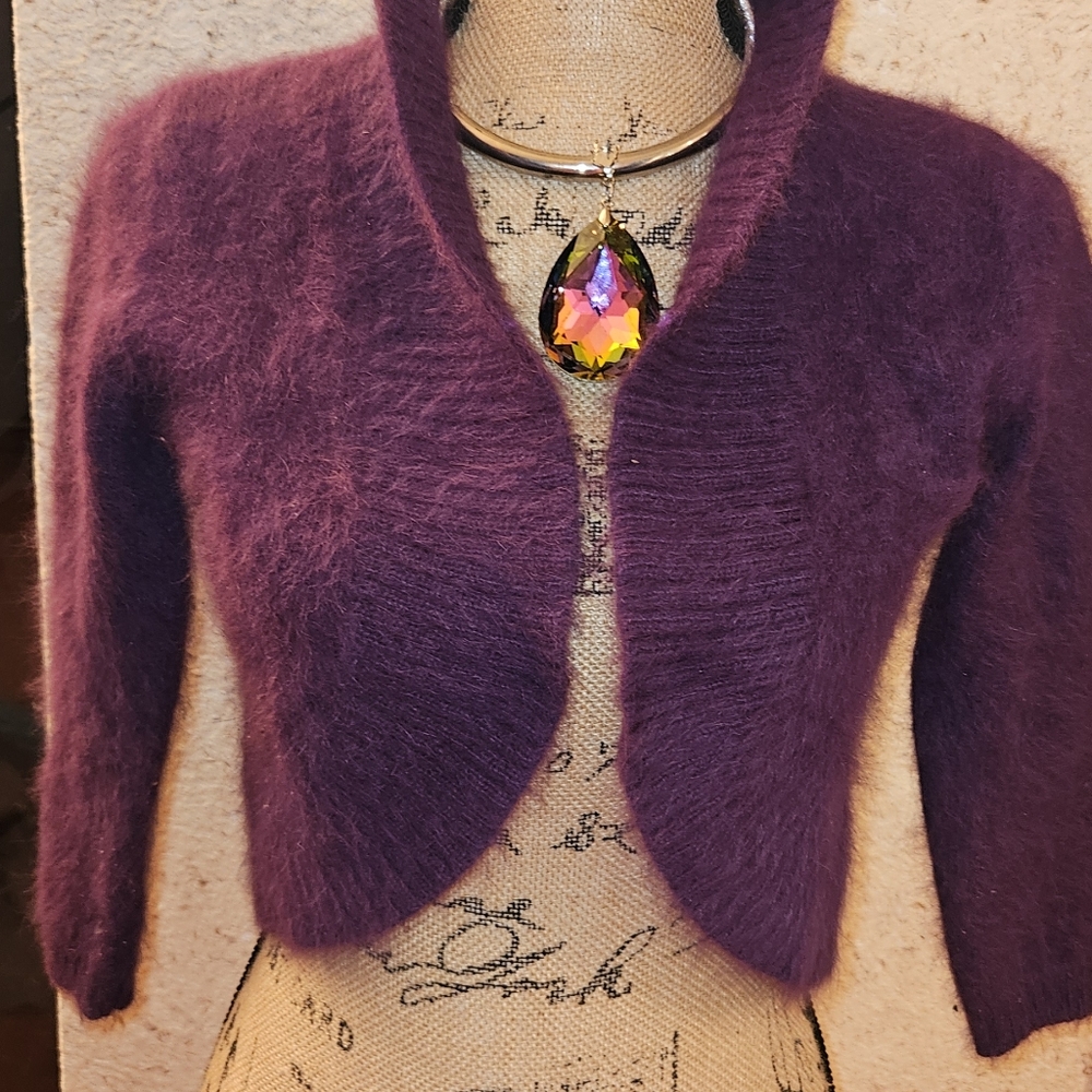TAHARI Angora Jacket Purple. Size S - Picture 2 of 4